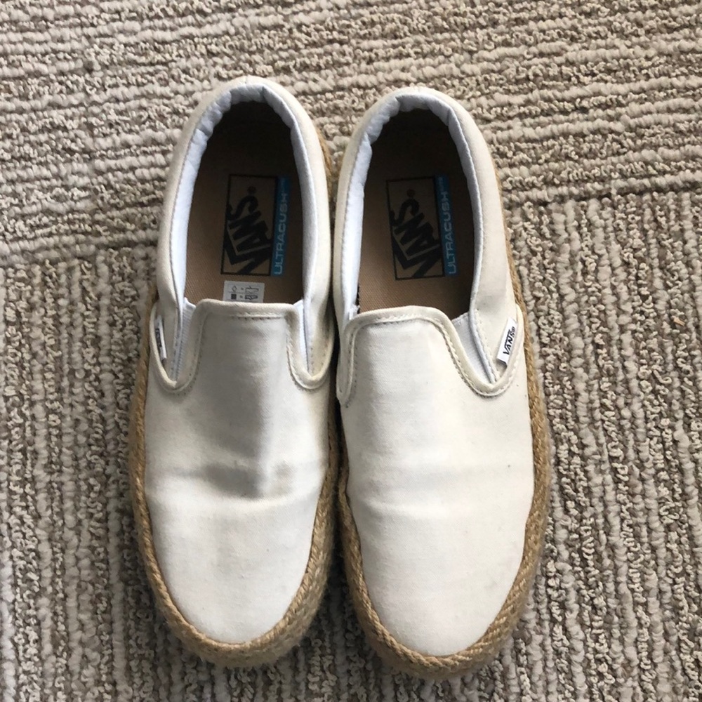 VANS white canvas slip off Size 7
